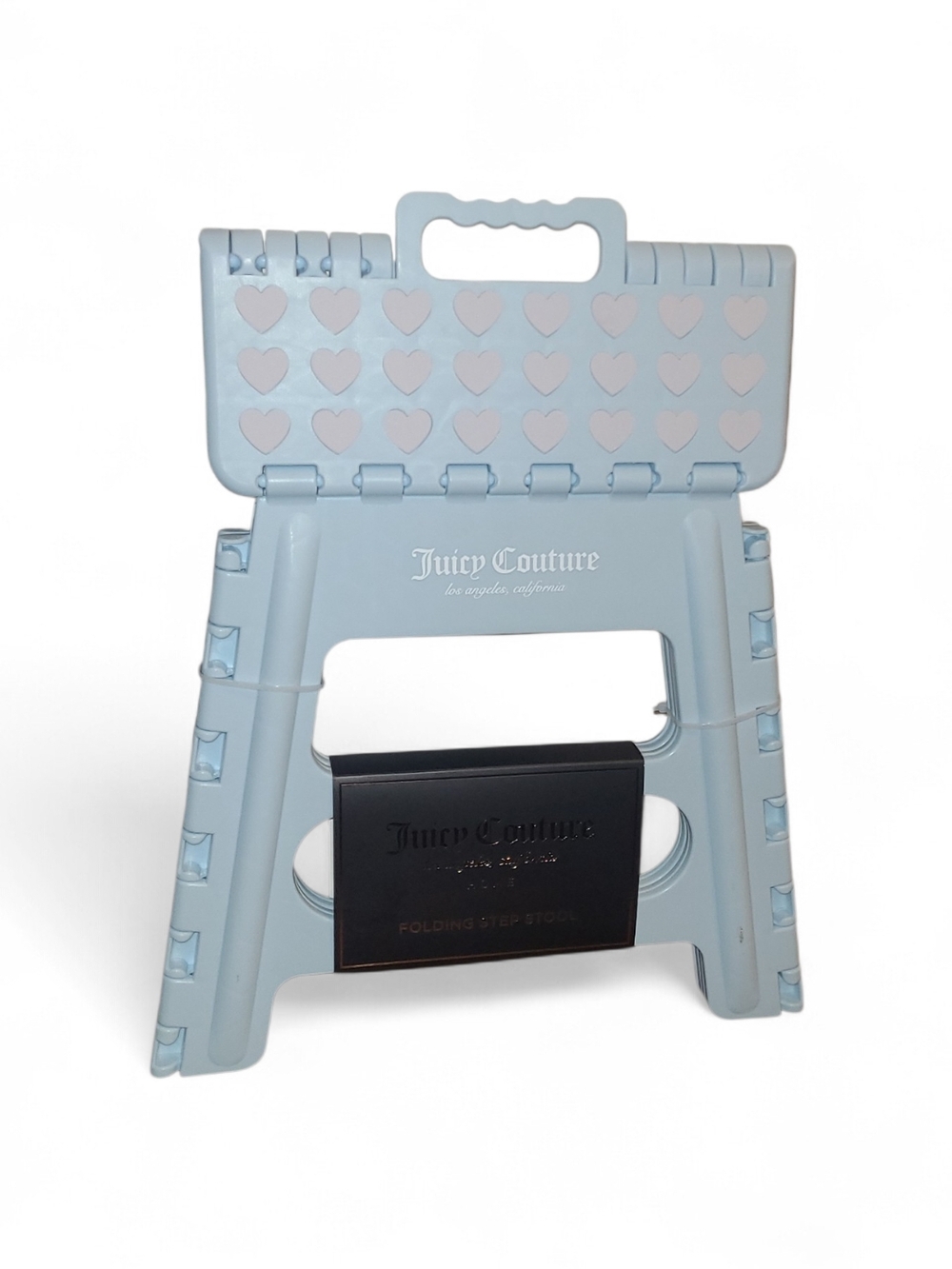 Light Blue Folding Step Stool with Pink Heart Accents - Picture 2 of 5